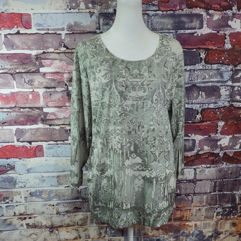 Chico's Embellished Print Tee Shirt